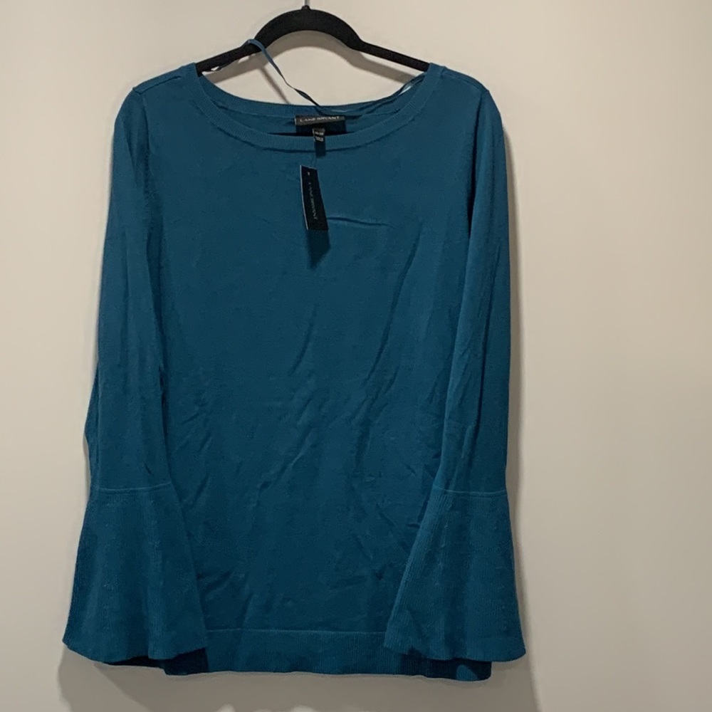 NWT Lane Bryant bell sleeve sweater. Teal blue. Size 18/20.